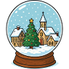 Winter Village in Snow Globe