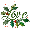 Love lettering with Christmas holly
