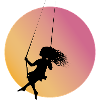 Girl silhouette on swing in sunset