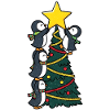 Pinguine schmücken Weihnachtsbaum