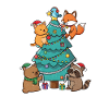 Weihnachtsfreunde am Tannenbaum