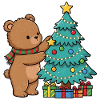 Weihnachtsbär mit Weihnachtsbaum und Geschenken