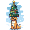 Dog with Christmas Tree Design