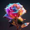 Rainbow Rose Neon Glow
