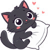 Cuddly Black Kitten on Pillow