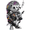 Punkig Igel mit E-Gitarre
