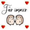 Couple of hedgehogs in love hearts