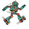 robot patineur dessin animé rétro