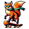 Skater Fox with Sunglasses, Scarf & Style