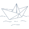 Origami Boat – Minimalist Line Art Maritime I
