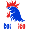 Rooster blue, white, red
