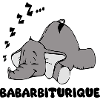 Schlafender Elefant mit dem Titel Babarbituric