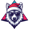 Christmas wolf with sunglasses