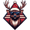 Reindeer with Santa hat and sunglasses