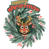 Cute reindeer in Christmas wreath