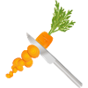 Sliced carrot with knife – kitchen motif