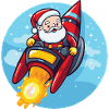 Santa Claus Rocket Comic Christmas