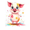 Cheerful play of colours piglets