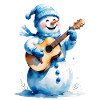 Snowman with Guitar Winter Song
