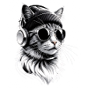 Cat DJ with headphones