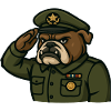 Bulldog Officer Saluting Military Mascot Art