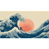 Surfing Wave at Sunset