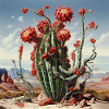Desert cactus with red flowers