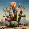 Desert cactus with rose blossom