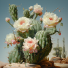Cactus flowers in the desert light