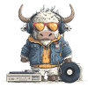 Stier DJ mit Kopfhörer