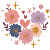 Pastel Flowers Heart Circle