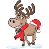 Grinning Cool Reindeer with Santa Hat