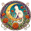 Mondscheinkatze in floralem Bogen
