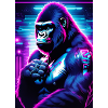 Neon Gorilla im CyberpunkStil