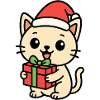 Kitten with Santa Hat and Gift