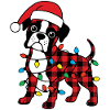 Chien Boxer Noël Plaid Rouge Carreaux
