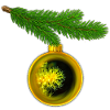 Weihnachtskugel mit Krustenanemonen am Tannenzweig