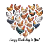 Happy Cluck-day Chickens Heart Illustration