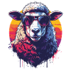Cool retro sheep with glasses