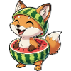 Lustiger Fuchs mit Wassermelone Sommer Spaß