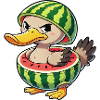 Grumpy duck with watermelon summer design