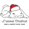 Relaxed Christmas Bunny with Hat - Dark