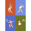 Tennis Players on different tennis courts