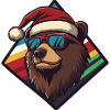 Winter Bear with Santa Hat