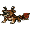 Bulldog Reindeer Pulling Sleigh Christmas Cartoon