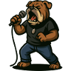 Rock Singer Bulldog with Microphone Art