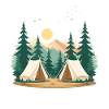 Night Forest Camping Illustration