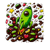 Green rocket in the chocolate universe