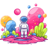 Astronaute dans l’espace rose