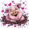 Heart piggy in pink mud